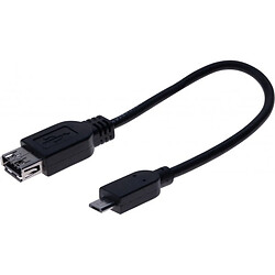 Abi Diffusion Cordon OTG USB 2.0 micro B / type A (male-femelle) noir - 0,21m