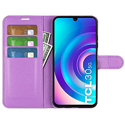 Etui en PU texture litchi avec support, violet pour votre TCL 30 5G