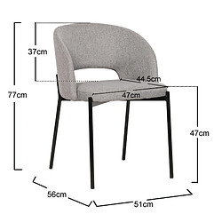 Acheter Secury-T Lot de 2 chaises de salle à manger tissus gris - pieds en métal noir - KRISTEN