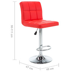 vidaXL Tabourets de bar lot de 2 rouge similicuir pas cher