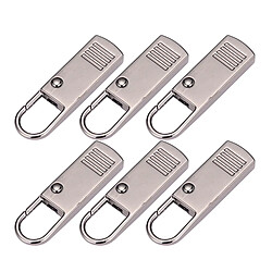 6pcs Métal Détachable étiquettes à Glissière Réparation Languettes De Traction Pour Vêtements Gris L