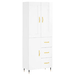 vidaXL Buffet haut Blanc brillant 69,5x34x180 cm Bois d'ingénierie