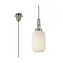 Luminaire Center Suspension design 1 ampoule Nickel poli,opale