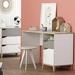 Dansmamaison Bureau 1 porte 1 tiroir Blanc/Gris - NOAH pas cher