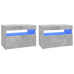 vidaXL Meubles TV avec lumières LED 2 pcs gris béton 60x35x40 cm