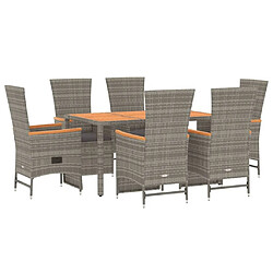 Avis Maison Chic Mobilier à dîner 7 pcs de jardin avec coussins - Ensemble table et chaises d'extérieur - Salon/Mobilier de jardin classique gris rotin -MN10699