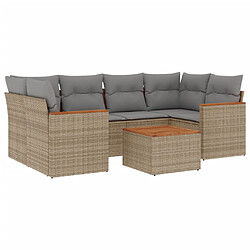 Maison Chic Ensemble à manger d'extérieur 7 pcs avec coussins,Salon de jardin,Mobilier de jardin mélange beige résine tressée -GKD714767