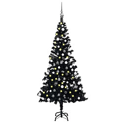 vidaXL Arbre de Noël artificiel pré-éclairé et boules noir 120 cm PVC