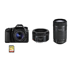 CANON EOS 80D KIT EF-S 18-55mm F3.5-5.6 IS STM + EF-S 55-250mm F4-5.6 IS STM (White Box) + EF 50mm F1.8 STM + 64GB SD card