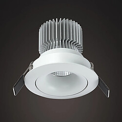 Inspired Downlight Encastré Pivotant 10.75cm Rond 12W LED COB 3000K, 920lm, Blanc Mat, Driver Inclus, 3 ans de Garantie