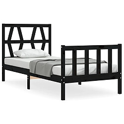 Maison Chic Lit adulte - Cadre Structure de lit avec tête de lit Contemporain noir simple bois massif -MN85958