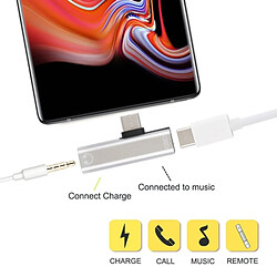 Wewoo Adaptateur d'écoute de charge Jack 3.5mm femelle USB-C / Type-C vers USB-C / Type-C (Argent) pas cher