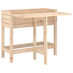 vidaXL Jardinière avec dessus de table pliable bois de pin massif