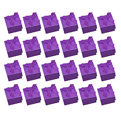 Avis 24 pack candy couleur carrés boîtes à bijoux en carton bowknot mariage violet