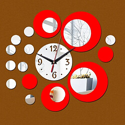 Wewoo Horloge murale 2 pcs 3d décorative stéréo acrylique miroir numérique sticker mural argent rouge