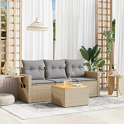 Maison Chic Salon de jardin avec coussins 4pcs| Ensemble de Table et chaises | Mobilier d'Extérieur mélange beige résine tressée -GKD54258