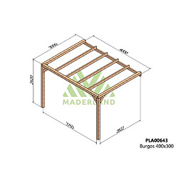 Maderland Pergola accolée en bois lamellé-collé Burgos 400 x 300 cm