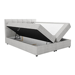 Avis Vente-Unique Ensemble complet literie déco tête de lit capitonnée + sommiers coffre + matelas + surmatelas - 180 x 200 cm - Tissu - Gris clair - KIDA de YSMÉE