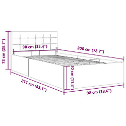 vidaXL Cadre de lit à rangement hydraulique sans matelas 90x200 cm pas cher