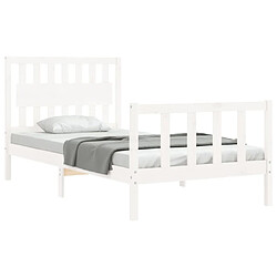 Avis Maison Chic Cadre/structure de lit et tête de lit pour adulte - Lit Moderne Chambre blanc 100x200 cm bois massif -MN94267