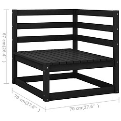 vidaXL Canapé 2 places de jardin avec coussins Noir Bois de pin massif pas cher