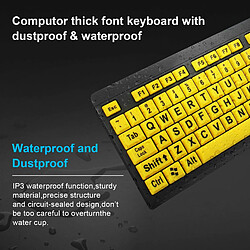 Avis Clavier d'ordinateur à gros caractères, clavier filaire USB à contraste élevé avec lettres imprimées surdimensionnées pour les personnes malvoyantes et malvoyantes (jaune + noir)