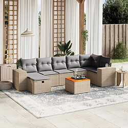 Maison Chic Ensemble à manger d'extérieur 8 pcs avec coussins,Salon de jardin,Mobilier de jardin mélange beige résine tressée -GKD229254