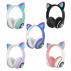 Aks-28 Rgb Chat Oreille Bluetooth Casque Stéréo Musique Casque Sans Fil Microphone Contrôle Téléphone Écouteur Violet