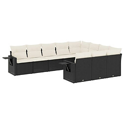 Maison Chic Salon de jardin 10 pcs avec coussins | Ensemble de Table et chaises | Mobilier d'Extérieur noir résine tressée -GKD81493