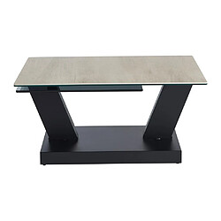 Avis Vente-Unique Table basse avec plateaux pivotants - Céramique, verre trempé fumé et métal - Noir et naturel - OYRUS de Maison Céphy