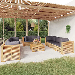 Maison Chic Salon de jardin 9 pcs + coussins - Mobilier/Meubles de jardin - Table et chaises d'extérieur Bois de teck solide -MN96889