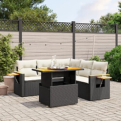 Maison Chic Ensemble Tables et chaises d'extérieur 6pcs avec coussins,Salon de jardin noir résine tressée -GKD281348