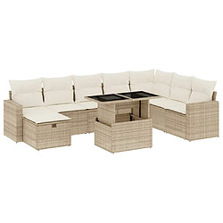 vidaXL Salon de jardin 9 pcs - Beige