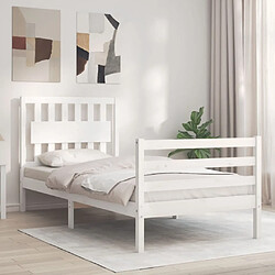 Maison Chic Cadre/structure de lit avec tête de lit pour adulte - Lit Moderne Chambre blanc simple bois massif -MN11373