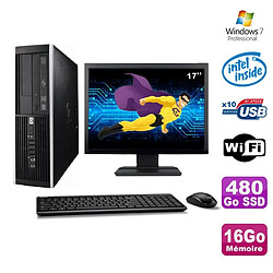 Lot PC HP Elite 6000 Pro SFF E5400 2.7Ghz 16Go 480Go SSD WIFI W7 Pro + Ecran 17"" - Occasion