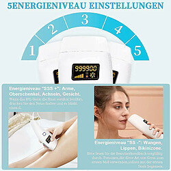 Chrono Épilation IPL, épilation laser flash 999 900 pour femmes et hommes, épilation laser à écran LED 7 intensités, épilation permanente indolore à domicile, convient pour le visage, les bras, les jambes, les aisselles(Argent)