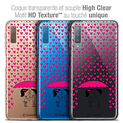 Caseink Coque Housse Etui Pour Samsung Galaxy A7 (2018) A750 (6 ) [Crystal Gel HD Collection Love Saint Valentin Design Pluie d'Amour - Souple - Ultra Fin - Imprimé en France]