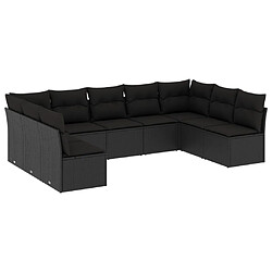 Maison Chic Ensemble Tables et chaises d'extérieur 9 pcs avec coussins,Salon de jardin noir résine tressée -GKD691717