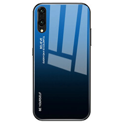 Wewoo Coque Pour Huawei P20 Gradient Color Glass Case Blue