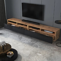 Avis Selsey Meuble TV - REDNAW - 200 cm - chêne wotan / noir brillant