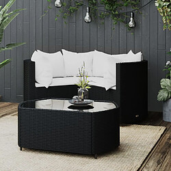 Maison Chic Salon de jardin 4 pcs + coussins - Mobilier/Meubles de jardin - Table et chaises d'extérieur Noir Résine tressée -MN94612