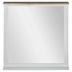 WOMO-DESIGN Miroir Mural XI'an 80 x 76 cm - Rectangulaire - Naturel/Blanc - Cadre en Bois de Manguier Massif Laqué - Style Campagnard Classique - pour Entrée Couloir Salle de Bain Chambre Maquillage