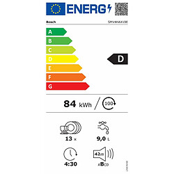 Lave-vaisselle BOSCH SMV4HAX19E 60 cm Blanc pas cher