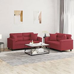 Maison Chic Ensemble de canapés 2 pcs, Canapé droit Sofa pour Salon et coussins rouge bordeaux similicuir -GKD758106