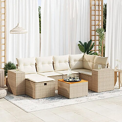 vidaXL Salon de jardin avec coussins 7 pcs beige résine tressée