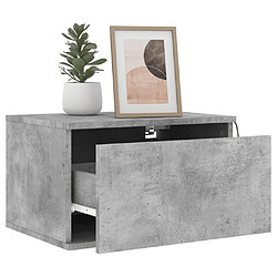 Maison Chic Table de chevet murale,Table de nuit avec lumières LED gris béton -MN40158 pas cher