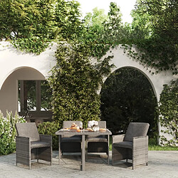 Maison Chic Mobilier à dîner 5 pcs de jardin avec coussins - Ensemble table et chaises d'extérieur - Salon/Mobilier de jardin classique Résine tressée Gris -MN81420