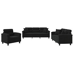 Maison Chic Ensemble de canapés 3 pcs avec coussins, Canapé droit Sofa pour Salon Noir Tissu microfibre -GKD570176