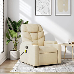 vidaXL Fauteuil de massage inclinable Crème Tissu