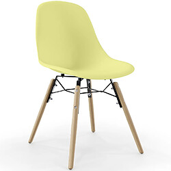 ICONIK INTERIOR Chaise de Salle à Manger - Design Scandinave - Pieds en Bois - Skögur Jaune pâle